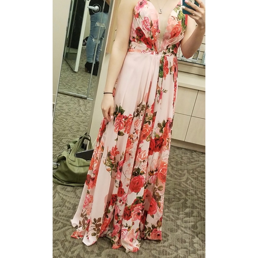 CACHET Slit Skirt Floral Chiffon A-Line Floral Prom Dress Size 2